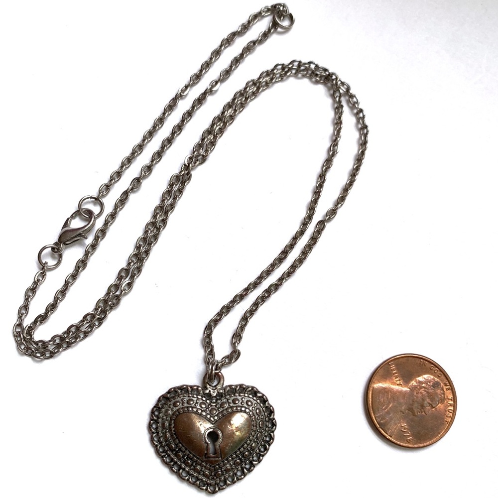 Rustic Sweet Heart Lock Pendant Necklace